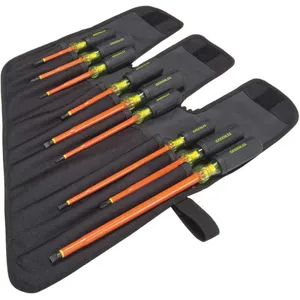 GREENLEE 0153-01-INS Insulated Screwdriver Kit, Black Handle, 9 Pieces | AA3HWV 11L601