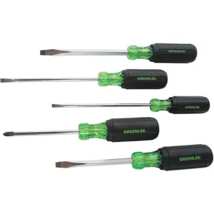 GREENLEE 0153-01C Screwdriver Set, Chrome Plated Shank, Durable Black Phosphate Tip, 5 Pieces | AE4HTP 5KPH7