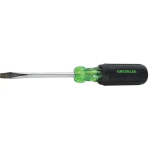 GREENLEE 0153-11C Square Shank Flat Blade Screwdriver, 8-11/32 Inch Overall Length, 4 Inch Shank Length | AE4HTA 5KPF8