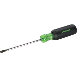 GREENLEE 0153-21C Round Shank Flat Blade Screwdriver, 7-3/4 Inch Overall Length, 3/16 Inch Tip Size | AE4HUZ 5KPP3