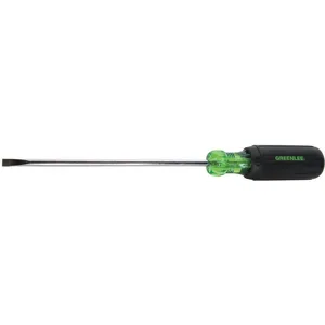 GREENLEE 0153-22C Round Shank Flat Blade Screwdriver, 9-3/4 Inch Overall Length, 6 Inch Shank Length | AE4HTC 5KPG0