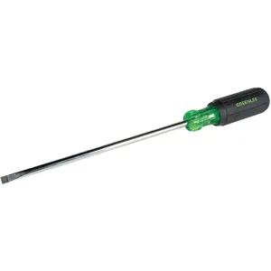 GREENLEE 0153-27C Round Shank Flat Blade Screwdriver, 12-11/32 Inch Overall Length, 1/4 Inch Tip Size | AE4HVD 5KPP7