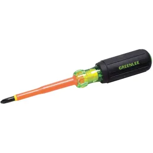 GREENLEE 0153-33-INS Insulated Phillips Tip Screwdriver, 8-1/4 Overall Length, 4 Inch Shank Length, #2 Tip | AA3HXB 11L609