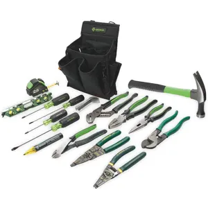 GREENLEE 0159-12 Electricians Tool Set, 10 x 7 x 13 Inch Size, 17 Pieces | AC2XXK 2NYH4