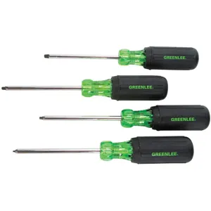 GREENLEE 0353-01C Square Recess Tip Driver Set, Chrome Plated Shank, 4 Pieces | AE4HTW 5KPJ3