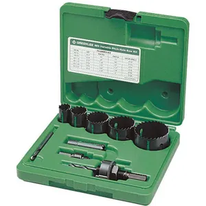 GREENLEE 889 Plumbers Hole Saw Set, 3/4 To 2-1/4 Inch Conduit Cutting Size, 9 Pieces | AH4VLV 35MH74