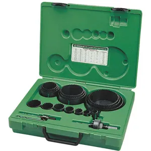 GREENLEE 890 Industrial Maintenance Hole Saw Set, 3/4 To 4-3/4 Inch Conduit Cutting Size, 19 Piece | AH4VLW 35MH75