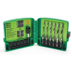 GREENLEE LDTAPKIT Drill Tap Kit, 8-32 To 1/4-20 Size, HSS, 6 Pieces | AH2WTL 30HK33