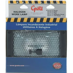 GROTE 63151-5 Rectangular Halogen Work Lamp | AB9FTH 2CWP9