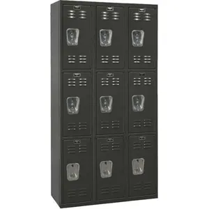 HALLOWELL U3282-3ME Black Tie Locker Black 36 Inch Width x 18 Inch Depth x 72 Inch Height | AH6AXH 35UW62