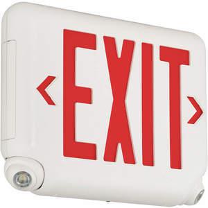 HUBBELL LIGHTING - DUAL-LITE EVCURWD Exit Sign with Emergency Lights Red | AH3QCE 32WU11