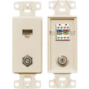 HUBBELL WIRING DEVICE-KELLEMS NS785LA Plate, 1-Gang Frame, With F Connector And Cat5E Jack, Light Almond | AE7JEE 5YLX5