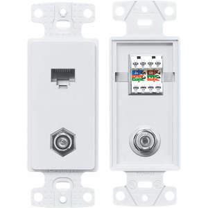 HUBBELL WIRING DEVICE-KELLEMS NS785W Plate, 1-Gang Frame, With F Connector And Cat5E Jack, White | AE7JED 5YLX3