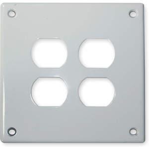 HUBBELL WIRING DEVICE-KELLEMS SWP82 Security Wallplate, 2-Gang, 2 Duplex Openings, Standard Size, White, Steel | AC9VXU 3KV03