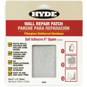 HYDE 09904 Wall Patch 6 x 6 Inch Aluminium/fiberglass | AA9GQP 1DAX7