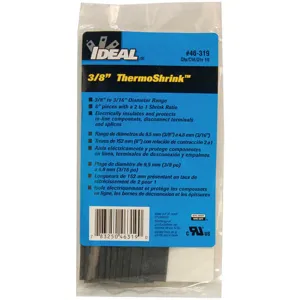 IDEAL 46-319 Shrink Tubing 0.421 Inch Id Black 6 Inch Pk 10 | AF9CWF 29UK01