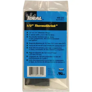 IDEAL 46-322 Shrink Tubing 0.539 Inch Id Black 6 Inch Pk 5 | AF9CWG 29UK02