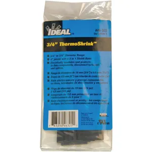 IDEAL 46-325 Shrink Tubing 0.807 Inch Id Black 6 Inch Pk 5 | AF9CWH 29UK03