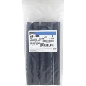 IDEAL 46-348 Shrink Tubing 0.75 Inch Id Black 9 Inch Pk 5 | AF9CUU 29UJ88