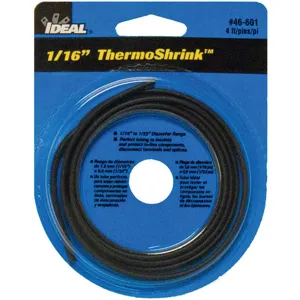 IDEAL 46-601 Shrink Tubing 0.079 Inch Id Black 4 Feet Pk 5 | AF9CUA 29UJ71