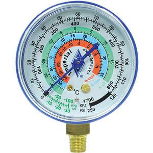 IMPERIAL 424-CB Low Side Pressure Gauge, Blue Colour, 2-1/2 Inch Diameter | AC6UYU 36J598