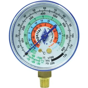 IMPERIAL 424-CB Low Side Pressure Gauge, Blue Colour, 2-1/2 Inch Diameter | AC6UYU 36J598