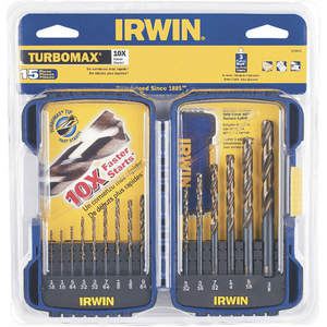 IRWIN INDUSTRIAL TOOLS 318015 Jobber Drill Bit Set 15-pc 1/16 To 3/8in | AD2VCB 3UMF1