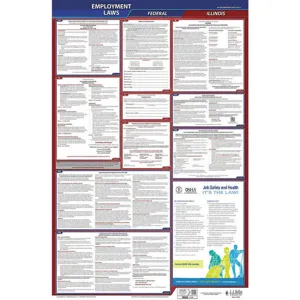 JJ KELLER 300-IL Labor Law Poster Federal and State IL ENG 40Wx26 Inch Height | AH6PZX 36EN47