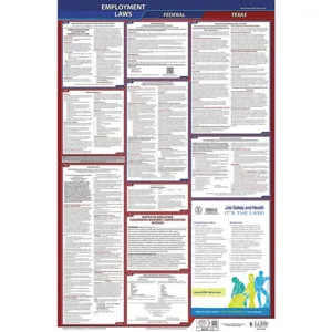 JJ KELLER 300-TX-3 Labor Law Poster STA TX ENG 40Wx26 Inch Height 3 Year | AH6QLL 36ER92