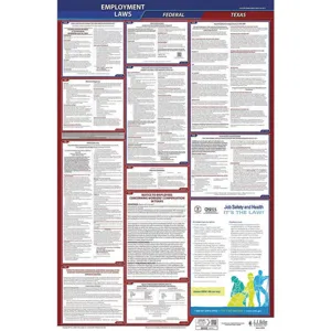 JJ KELLER 300-TXWC-3 Labor Law Poster Federal and State TX ENG 26 Inch Height 3 Year | AH6QLK 36ER91