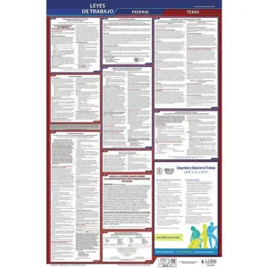 JJ KELLER 400-TX-3 Labor Law Poster STA TX SP 40Wx26 Inch Height 3 Year | AH6QNU 36ET46