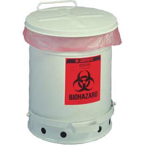 JUSTRITE 05934 Biohazard Waste Can, Foot Operated, Self Closing, 10 Gallon, Silver | AA4ZTK 13M337