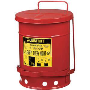 JUSTRITE 09100 Oily Waste Can, Foot Operated, 23L, 302mm Dia., 403mm Length, Red | AB9BNH JCN09100RD, 9100