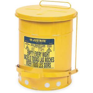 JUSTRITE 09101 Oily Waste Can, Foot Operated, 22.7L, 302mm Dia., 403mm Length, Yellow | AC3EUE JCN09101YL, 9101