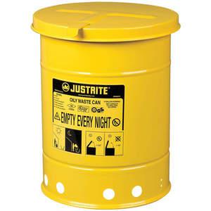 JUSTRITE 09111 Oily Waste Can, 6 Gallon, Steel, Yellow | AA4ZTX 13M348