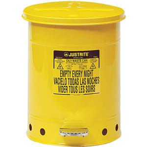 JUSTRITE 09301 Oily Waste Can, Foot Operated, 37.85L, 354mm Dia., 464mm Length, Yellow | AC3EUF JCN09301YL, 9301