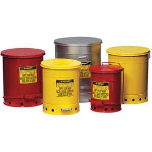 JUSTRITE 09108 Oily Waste Can, Foot Operated, 22.7L, 302mm Dia., 403mm Length, Red | AD2NYV JCN09108RD, 9108