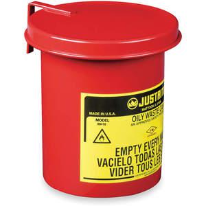 JUSTRITE 09410 Oily Waste Can, Hand operated, 1/2 Gallon, 117mm Dia., 165mm Length, Red | AD8KGQ JCN09410RD, 9410