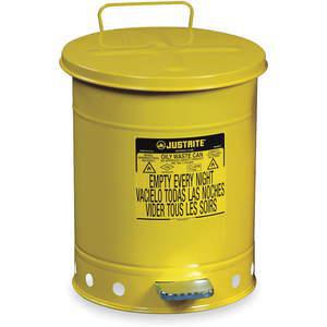 JUSTRITE 09501 Oily Waste Can, Foot Operated, 53L, 408mm Dia., 524mm Length, Yellow | AC3EUG JCN09501YL, 9501