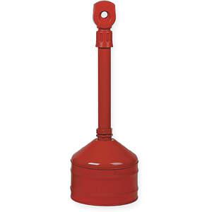 JUSTRITE 26810R Heavy Duty Cigarette Butt Can, Plastic Topper, Steel Base and Neck, Red, Steel, 2.5 Gallon | AD2NMA 3RYZ3