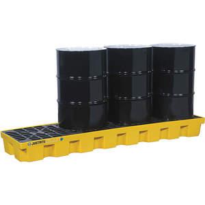 JUSTRITE 28630 Drum Spill Containment Pallet, 4 Drums, Yellow | AE2CXN 4WLU8