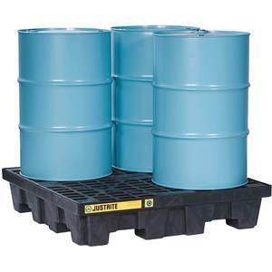 JUSTRITE 28637 Drum Spill Containment Pallet, 4 Drums | AE2CXW JEN28637BL