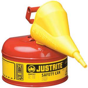 JUSTRITE 7110110 Safety Can, Flame Arrester, Type I, 1 Gallon, 11 Inch Height, Red | AA4ZYB JCN7110110