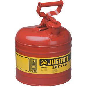 JUSTRITE 7120100 Safety Can, Flame Arrester, Type I, 2 Gallon, 13-3/4 Inch Height, Red | AE2ZKL JCN7120100, 7120100Z