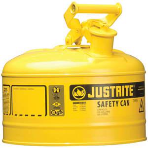 JUSTRITE 7125200 Safety Can, Flame Arrester, Type I, 2-1/2 Gallon, Yellow | AA4ZYR JCN7125200, 7125200Z