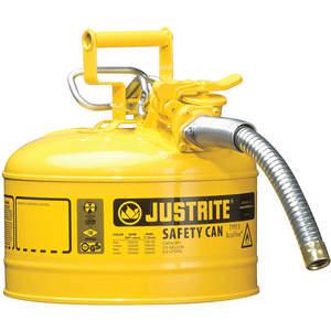JUSTRITE 7210220 Safety Can, 5/8 Inch Metal Hose, Type II, 10-1/2 Inch Height, Yellow | AD2DTV JCN7210220, 7210220Z