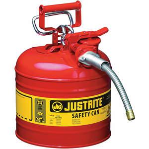 JUSTRITE 7220120 Safety Can, 5/8 Inch Metal Hose For Flammable, Type II, 13-1/4 Inch Height, Red | AD2DVE JCN7220120, 7220120Z