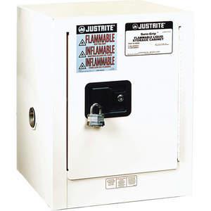 JUSTRITE 890405 Sicherheitsschrank für brennbare Stoffe, 4 Gallonen, 1 Regal, 1 Tür, manuelles Schließen, Weiß | AD8BLB 4HTU9