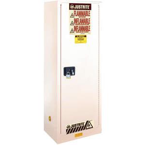 JUSTRITE 892205 Flammable Cabinet, 22 Gallon, 3 Shelves, 1 Door, Manual Close, White | AA6ABT 13M538