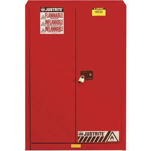 JUSTRITE 894521 Flammable Cabinet, 45 Gallon, 2 Shelves, 2 Doors, Self Close, Red | AD8BKN 4HTT6 / 8945211